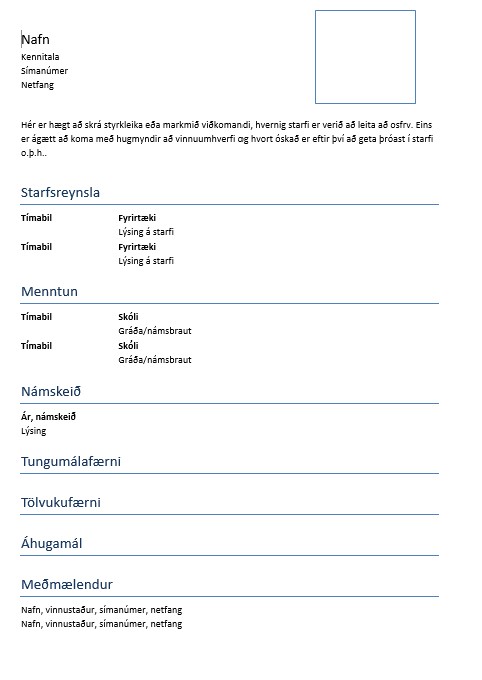 Ferilskrá 1